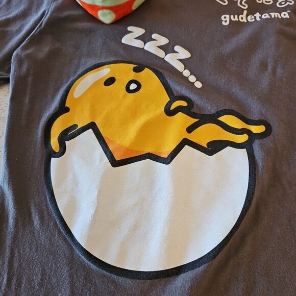 Gudetama the Lazy Egg Lot Plush Figure Sanrio Noodle Bowl and XS T Shirt Gray - Picture 2 of 11